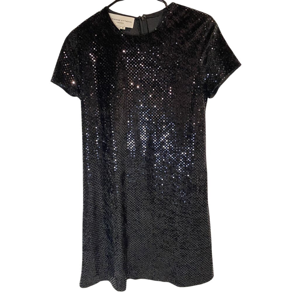 Adrienne Vittadini Black Sequin Dress Size‎ 6 Cocktail Wedding Formal MIDI